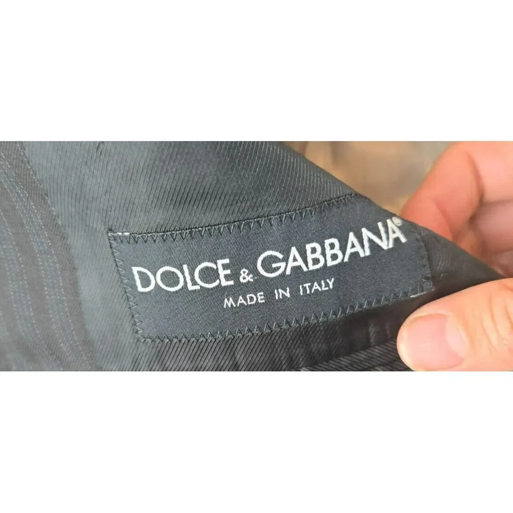 Dolce Gabbana Mens Striped Wool‎ Blazer Jacket Black Large 42R - Made In Italy